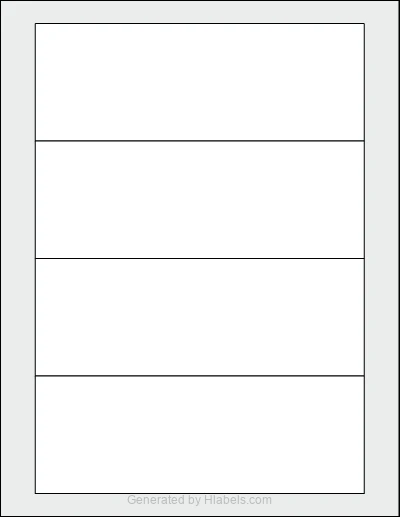OnlineLabels® OL6200 Template OnlineLabels® OL6200 template with 4 rectangular 7 x 2.5 inch labels per sheet, on Letter-size adhesive blank label sheets.