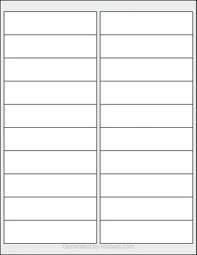 OnlineLabels® OL75WJ Template OnlineLabels® OL75WJ template with 20 rectangular 4 x 1 inch labels per sheet, on Letter-size adhesive blank label sheets.