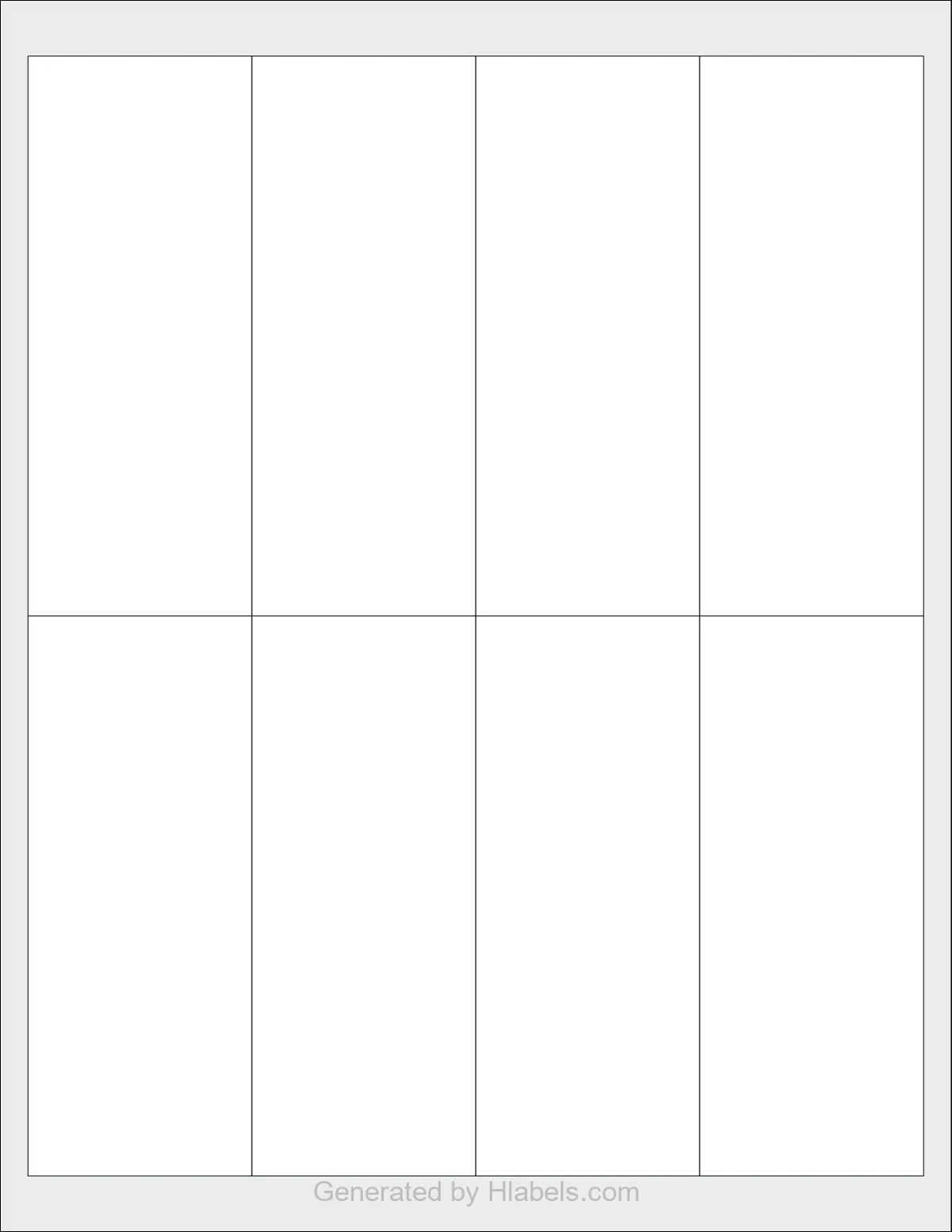 OnlineLabels® OL8250 template with 8 rectangular 2 x 5 inch labels per sheet, on Letter-size adhesive blank label sheets.