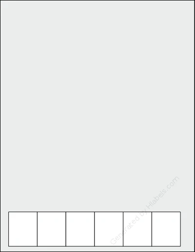 OnlineLabels® OL890-DOWN template with 6 rectangular 1.25 x 1.5 inch labels per sheet, on Letter-size adhesive blank label sheets.