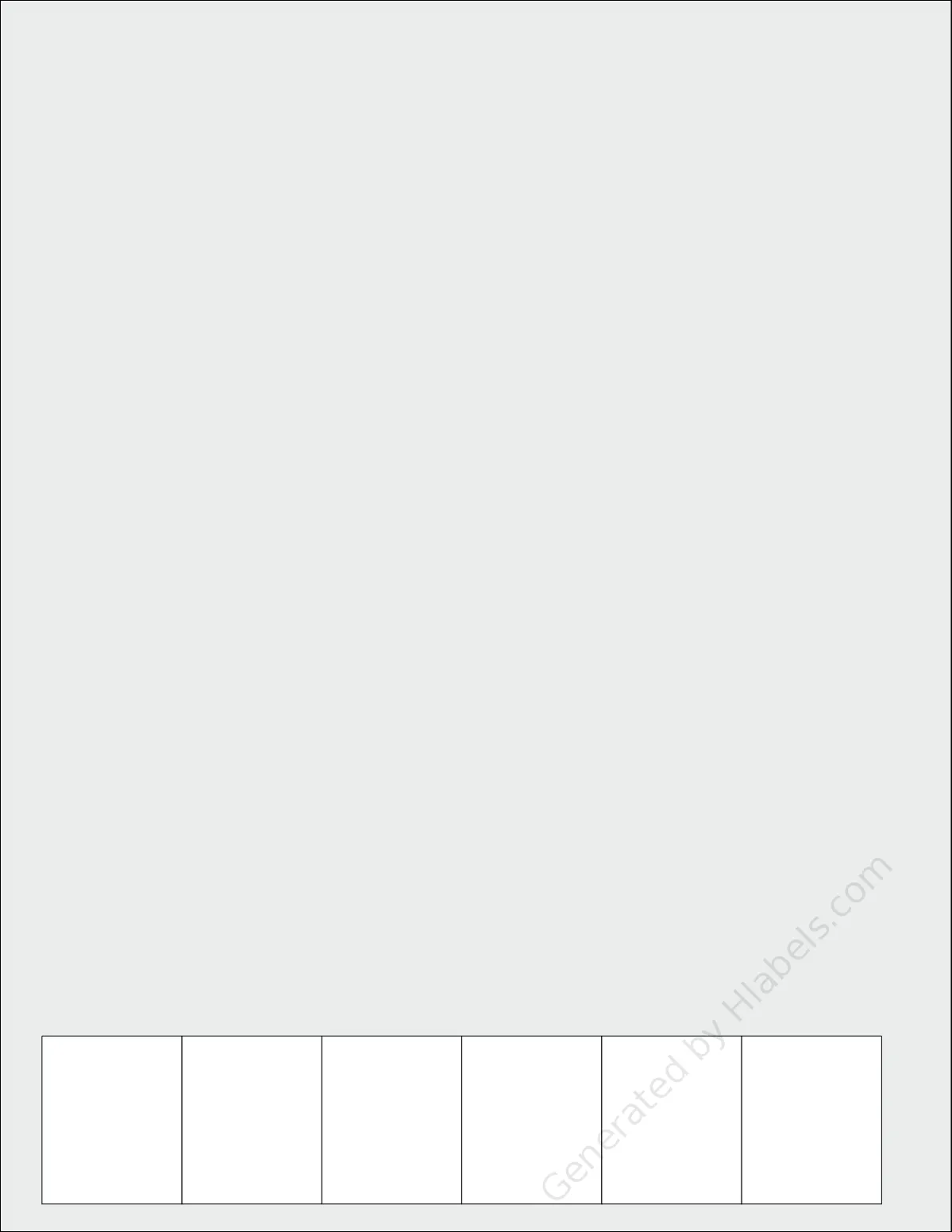 OnlineLabels® OL890-DOWN template with 6 rectangular 1.25 x 1.5 inch labels per sheet, on Letter-size adhesive blank label sheets.