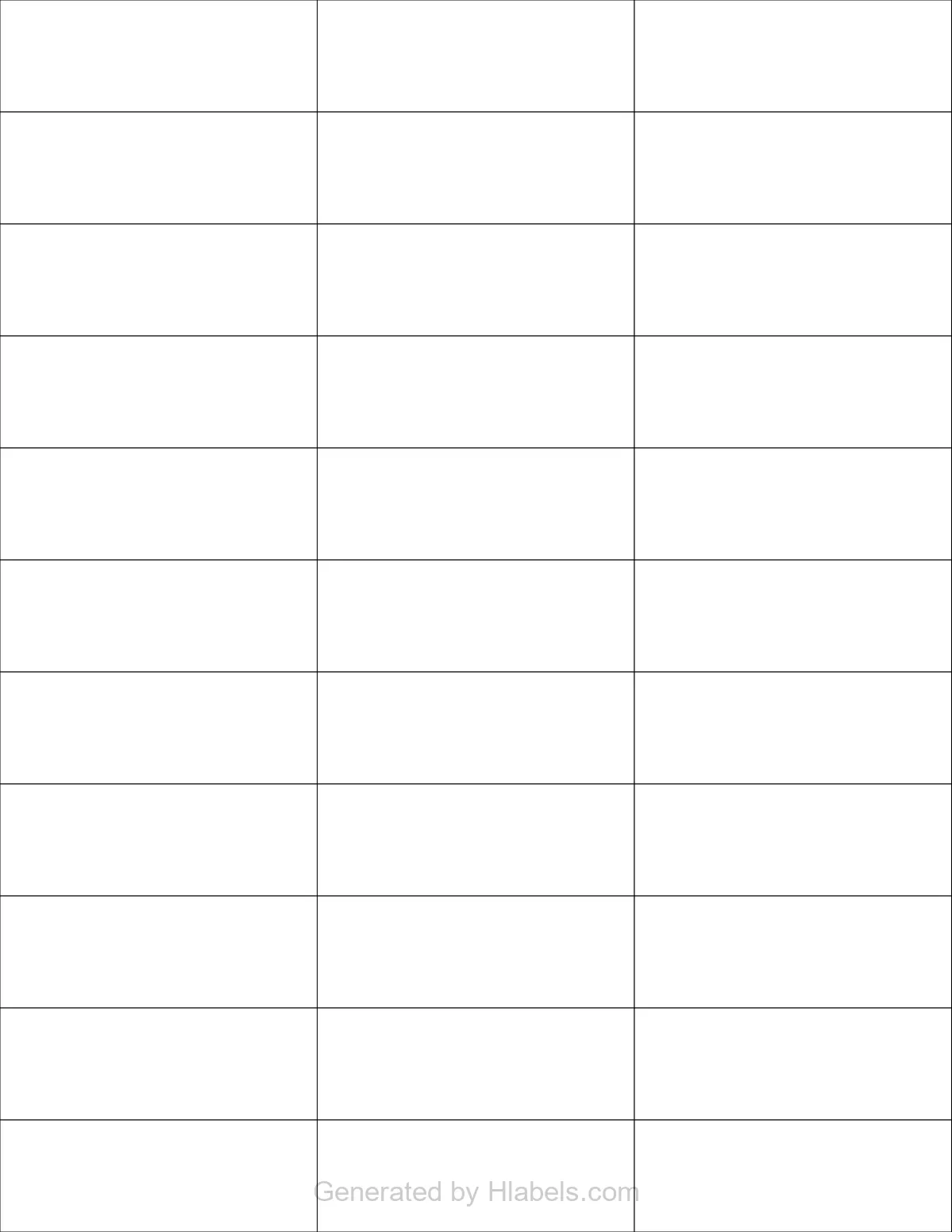 OnlineLabels® OL900 template with 33 rectangular 2.8333 x 1 inch labels per sheet, on Letter-size adhesive blank label sheets.