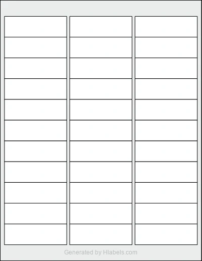 OnlineLabels® OL950 Template OnlineLabels® OL950 template with 33 rectangular 2.625 x 0.875 inch labels per sheet, on Letter-size adhesive blank label sheets.