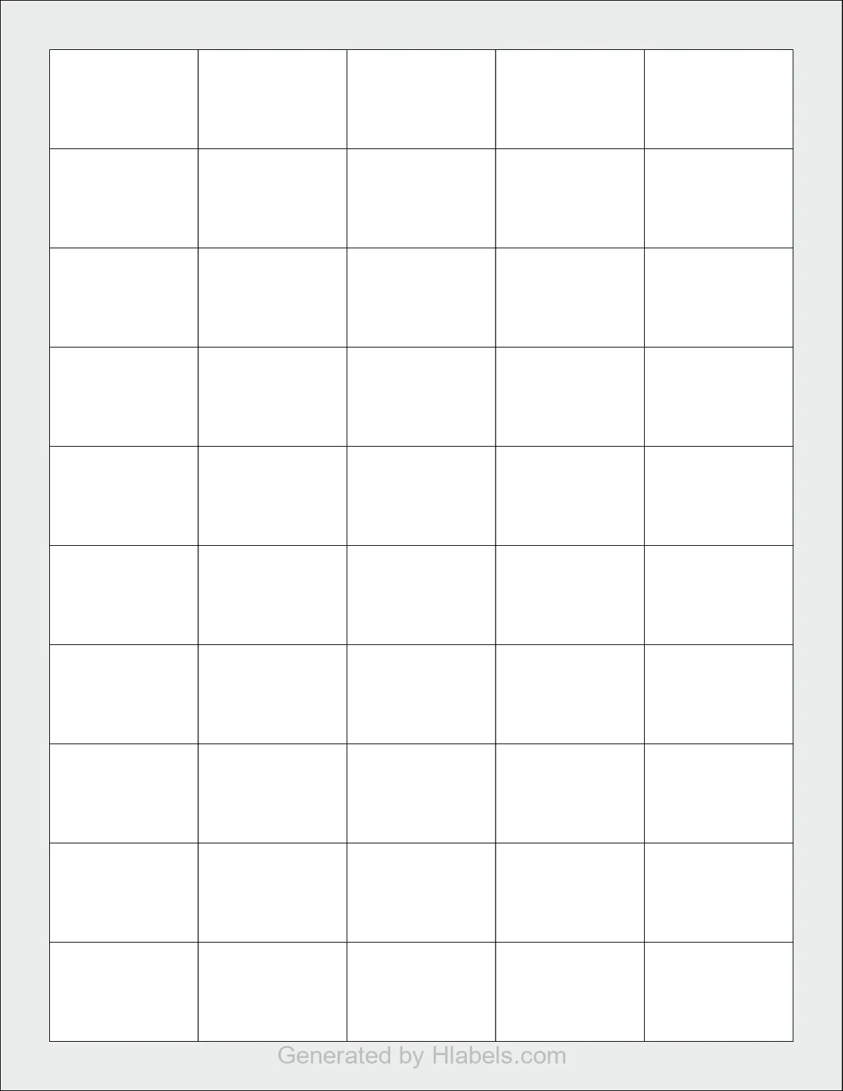 OnlineLabels® OL975 template with 50 rectangular 1.5 x 1 inch labels per sheet, on Letter-size adhesive blank label sheets.