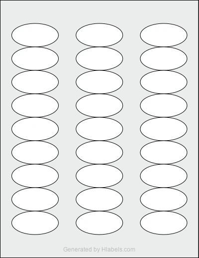OnlineLabels® OL9815 Template OnlineLabels® OL9815 template with 27 oval 2 x 1 inch labels per sheet, on Letter-size adhesive blank label sheets.