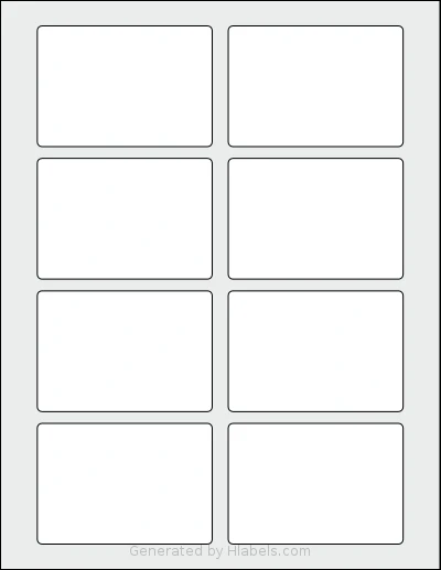 PonyPackaging® HB-R108 template with 8 rectangular 3.375 x 2.33 inch labels per sheet, on Letter-size adhesive blank label sheets.