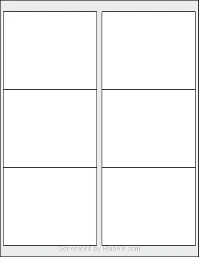 Premium® PLS375 template with 6 rectangular 4 x 3.33 inch labels per sheet, on Letter-size adhesive blank label sheets.