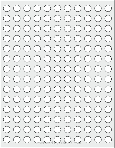 RoyalGreenMarket® RGM-154C Template RoyalGreenMarket® RGM-154C template with 154 circle labels per sheet, each 0.5 inch in diameter, on Letter-size adhesive blank label sheets.