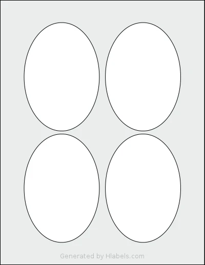 SheetLabels® SL1129 Template SheetLabels® SL1129 template with 4 oval 3.125 x 4.5 inch labels per sheet, on Letter-size adhesive blank label sheets.