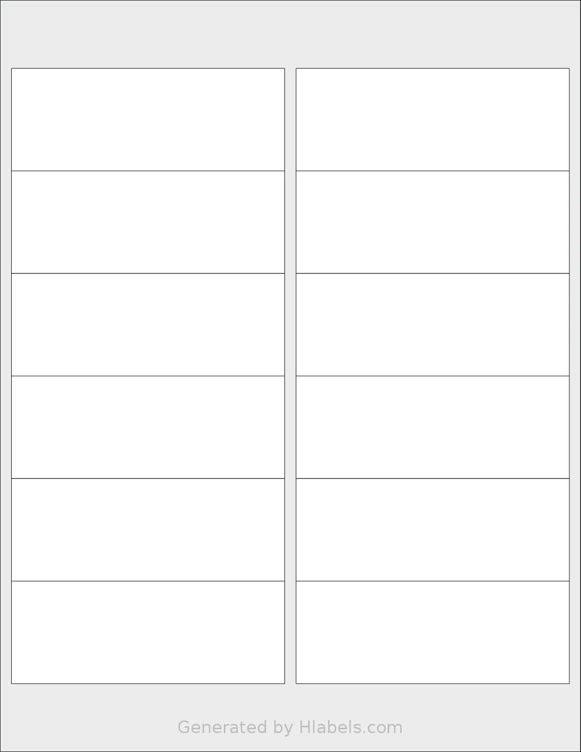 SheetLabels® SL116 template with 12 rectangular 4 x 1.5 inch labels per sheet, on Letter-size adhesive blank label sheets.