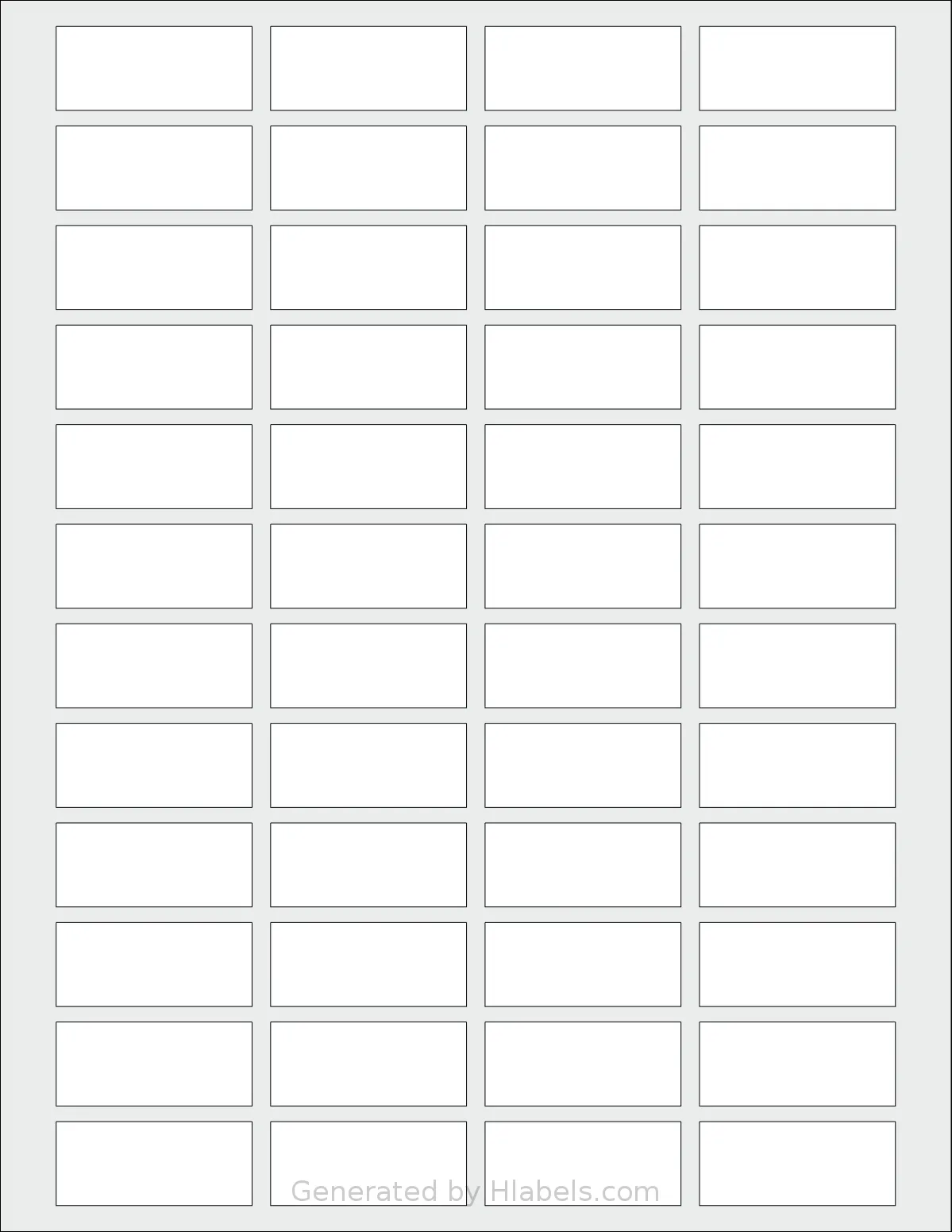 SheetLabels® SL1163 template with 48 rectangular 1.75 x 0.75 inch labels per sheet, on Letter-size adhesive blank label sheets.