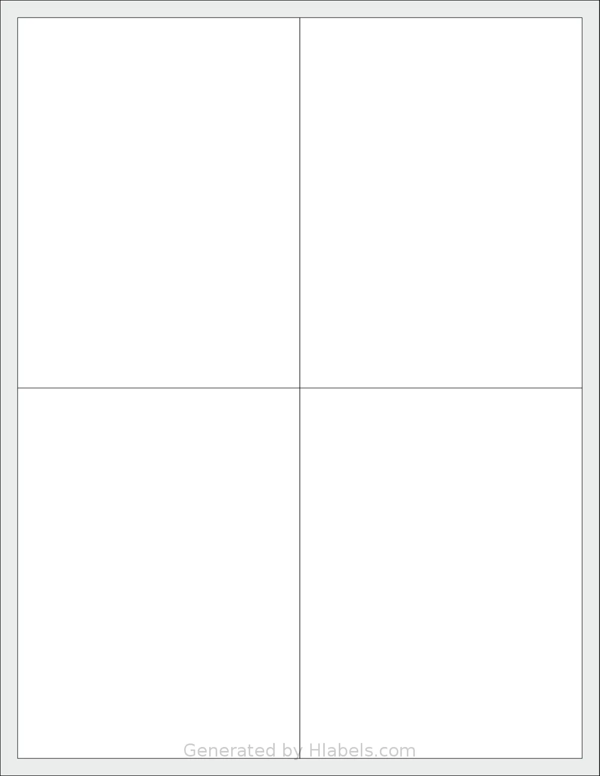 SheetLabels® SL1228 template with 4 rectangular 4 x 5.25 inch labels per sheet, on Letter-size adhesive blank label sheets.