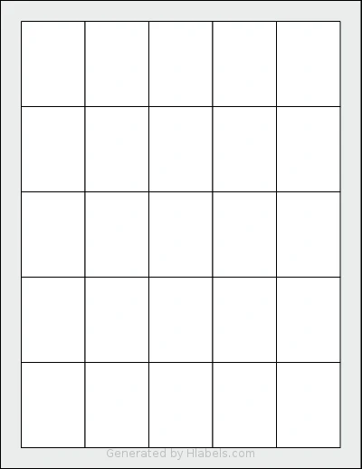 SheetLabels® SL1260 template with 25 rectangular 1.5 x 2 inch labels per sheet, on Letter-size adhesive blank label sheets.