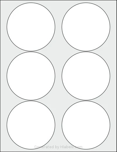 SheetLabels® SL128 Template SheetLabels® SL128 template with 6 circle labels per sheet, each 3.5 inch in diameter, on Letter-size adhesive blank label sheets.