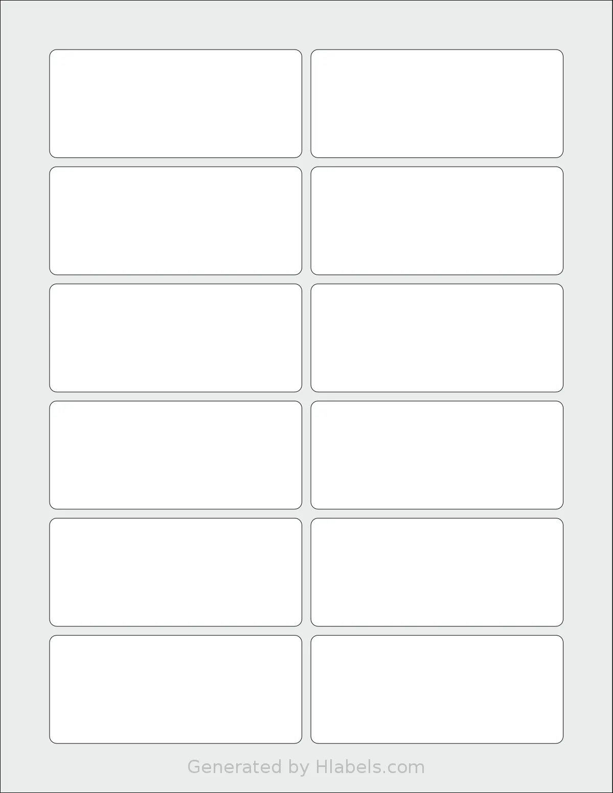 SheetLabels® SL1327 template with 12 rectangular 3.5 x 1.5 inch labels per sheet, on Letter-size adhesive blank label sheets.
