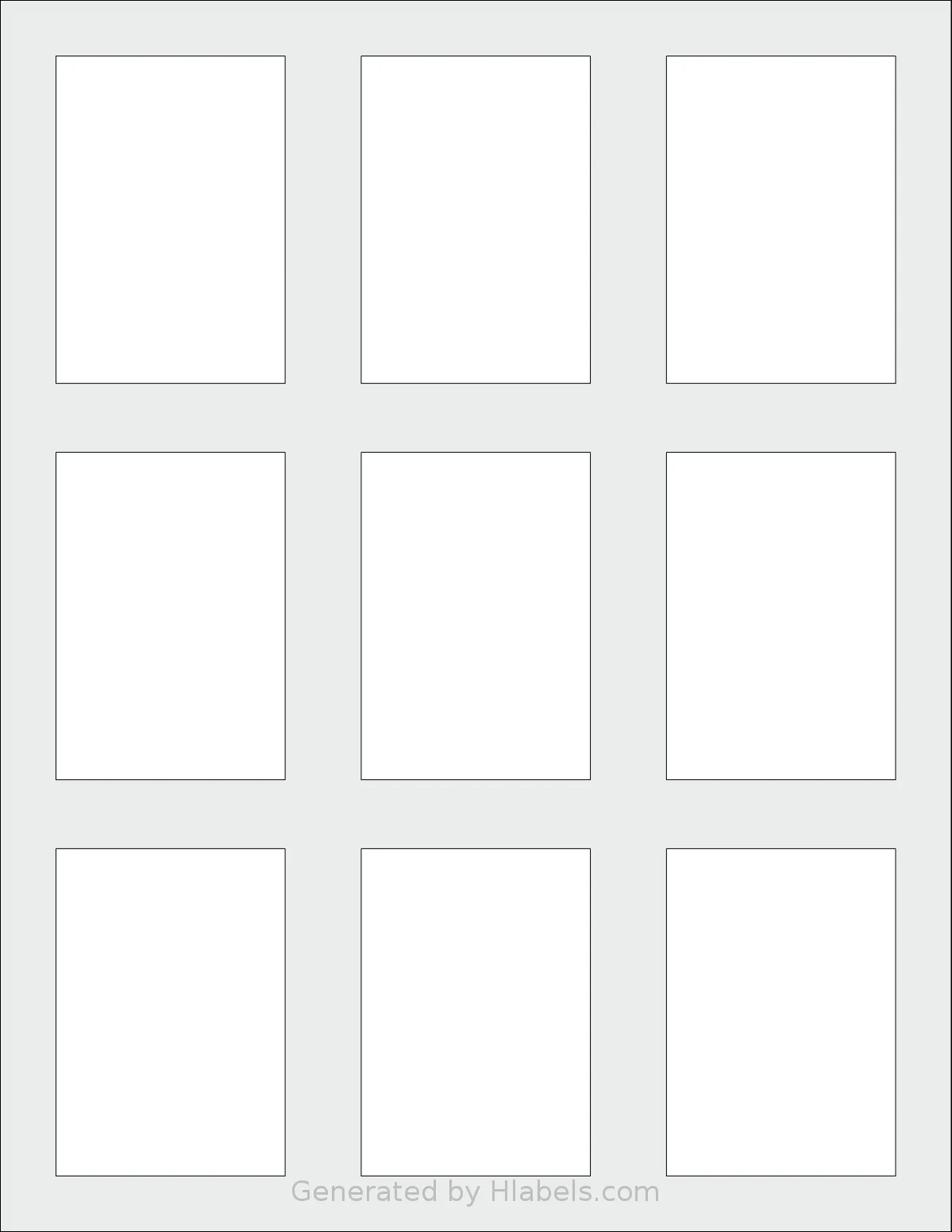 SheetLabels® SL133 template with 9 rectangular 2.047 x 2.923 inch labels per sheet, on Letter-size adhesive blank label sheets.
