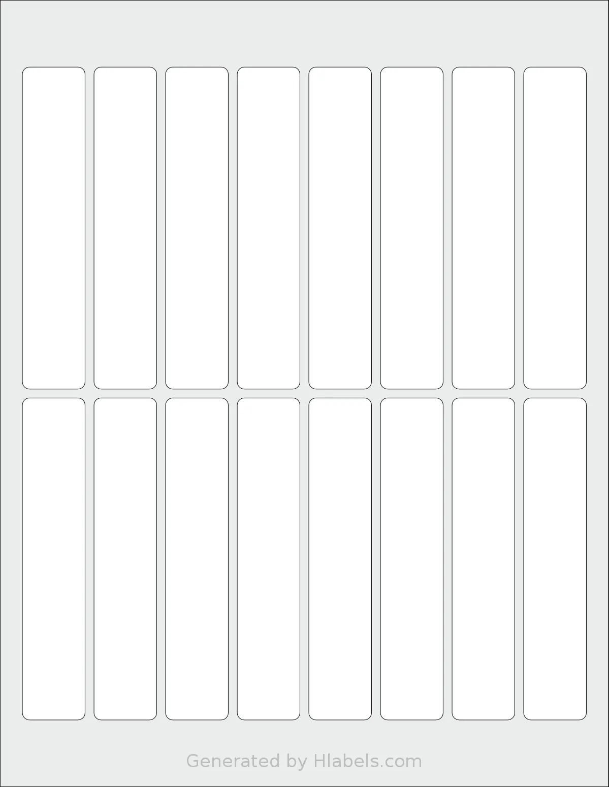 SheetLabels® SL1332 template with 16 rectangular 0.875 x 4.5 inch labels per sheet, on Letter-size adhesive blank label sheets.