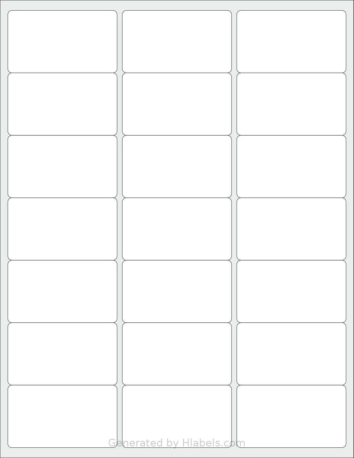 SheetLabels® SL1337 template with 21 rectangular 2.625 x 1.5 inch labels per sheet, on Letter-size adhesive blank label sheets.