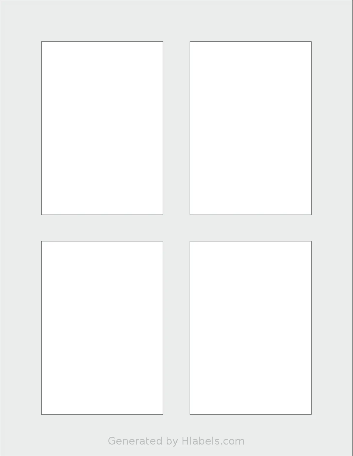 SheetLabels® SL134 template with 4 rectangular 2.925 x 4.18 inch labels per sheet, on Letter-size adhesive blank label sheets.