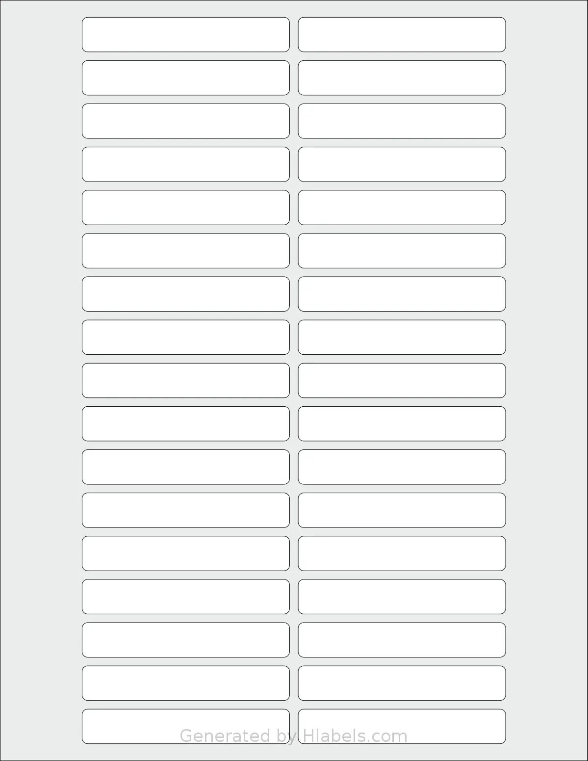 SheetLabels® SL1432 template with 34 rectangular 3 x 0.5 inch labels per sheet, on Letter-size adhesive blank label sheets.