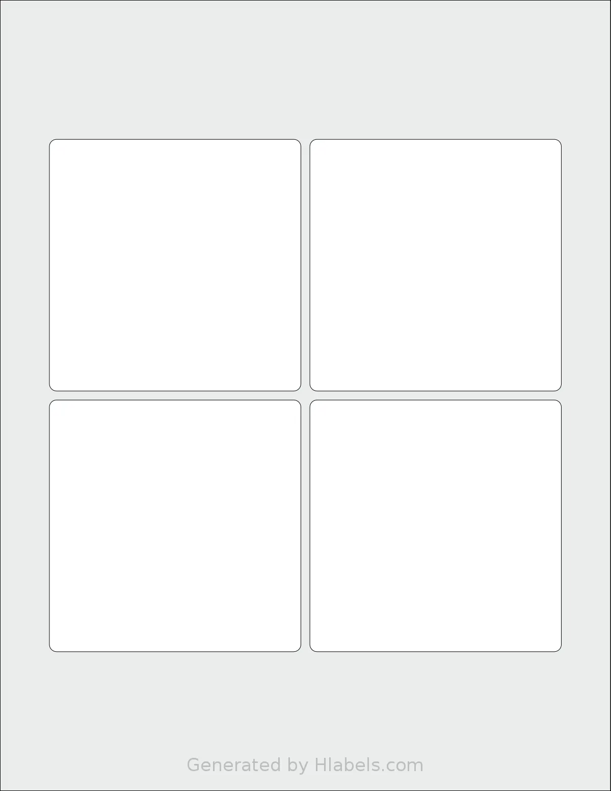 SheetLabels® SL1439 template with 4 square 3.5 x 3.5 inch labels per sheet, on Letter-size adhesive blank label sheets.
