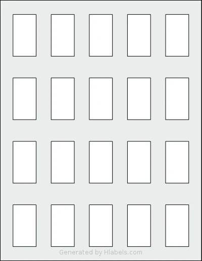 SheetLabels® SL1533 template with 20 rectangular 0.975 x 1.76 inch labels per sheet, on Letter-size adhesive blank label sheets.