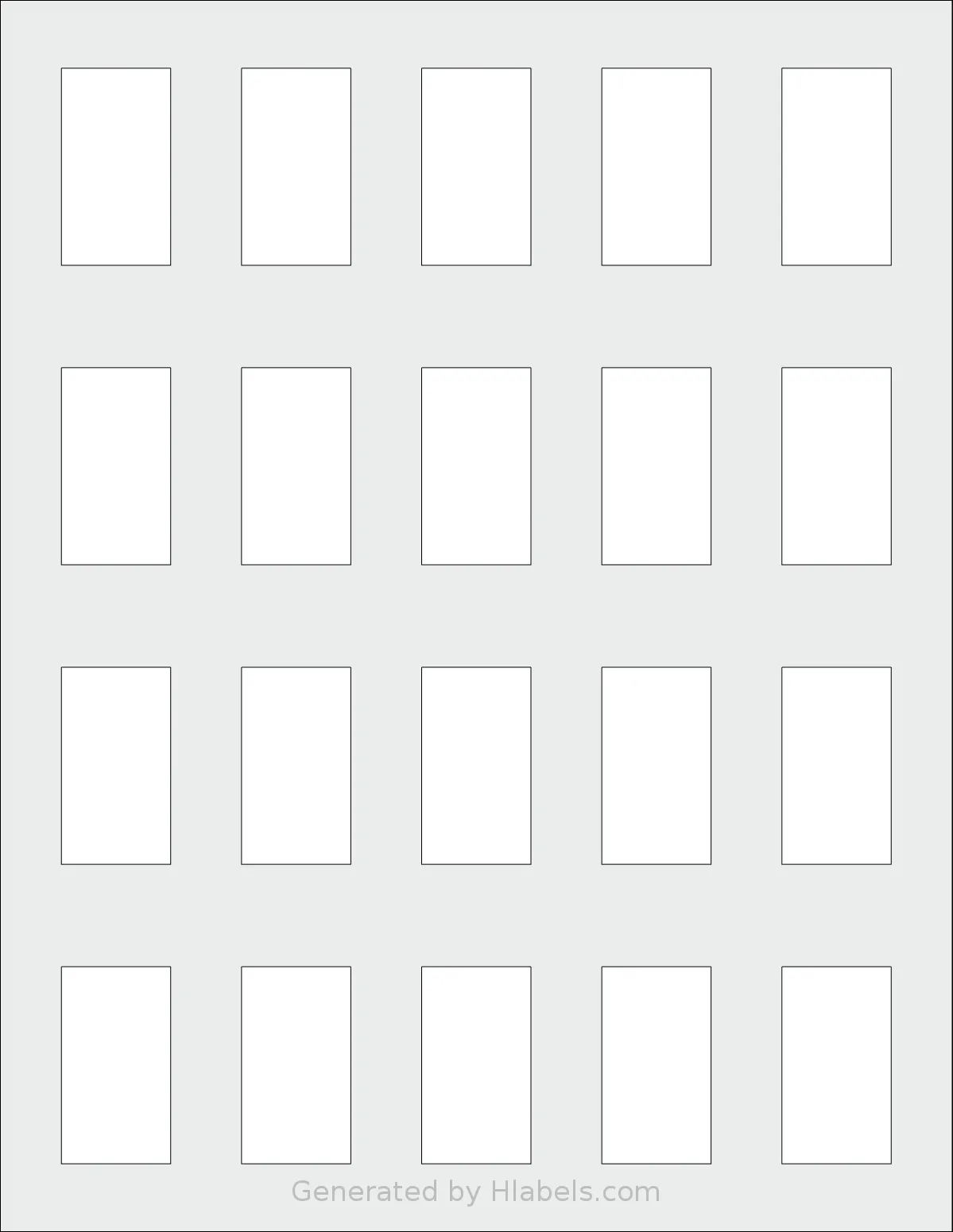 SheetLabels® SL1533 template with 20 rectangular 0.975 x 1.76 inch labels per sheet, on Letter-size adhesive blank label sheets.