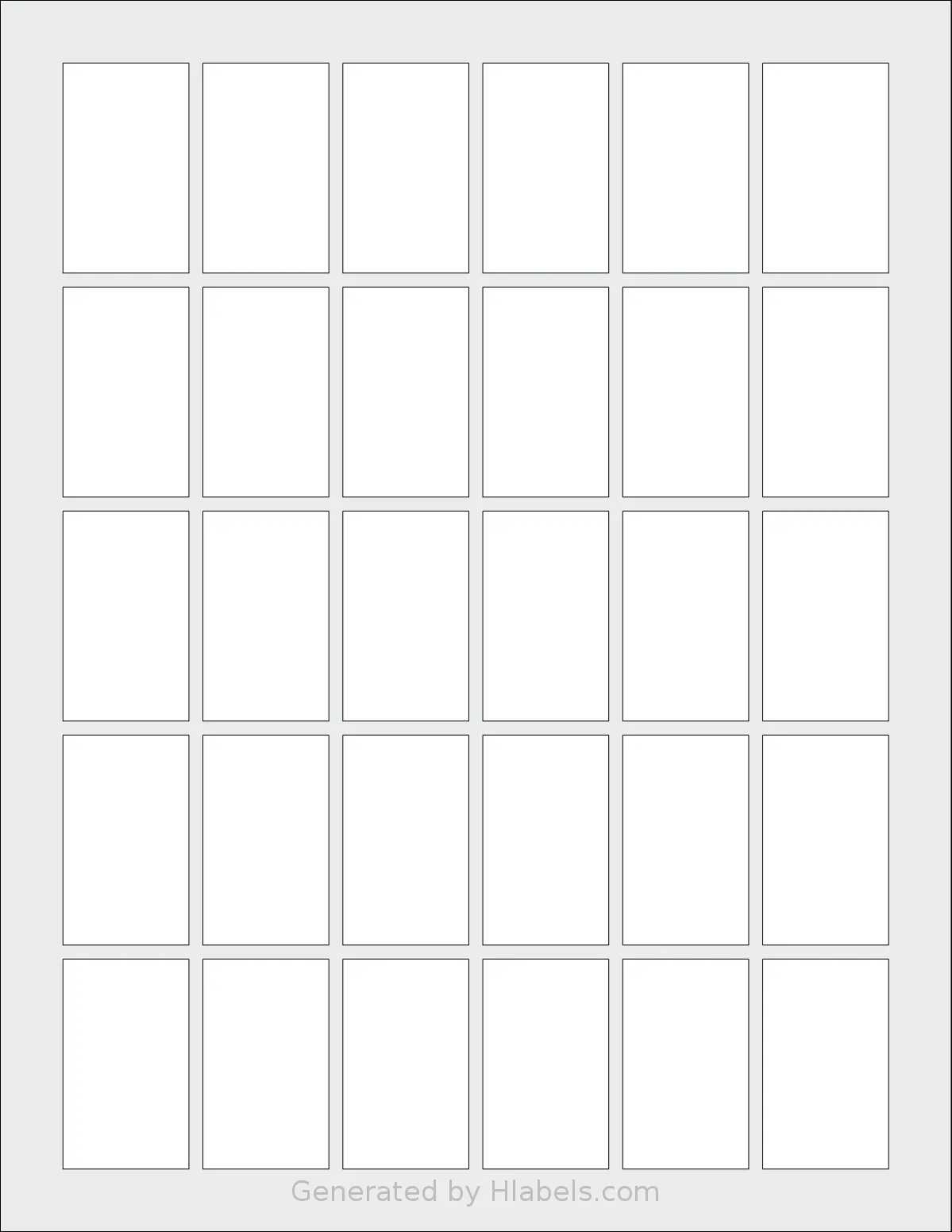 SheetLabels® SL1581 template with 30 rectangular 1.125 x 1.875 inch labels per sheet, on Letter-size adhesive blank label sheets.