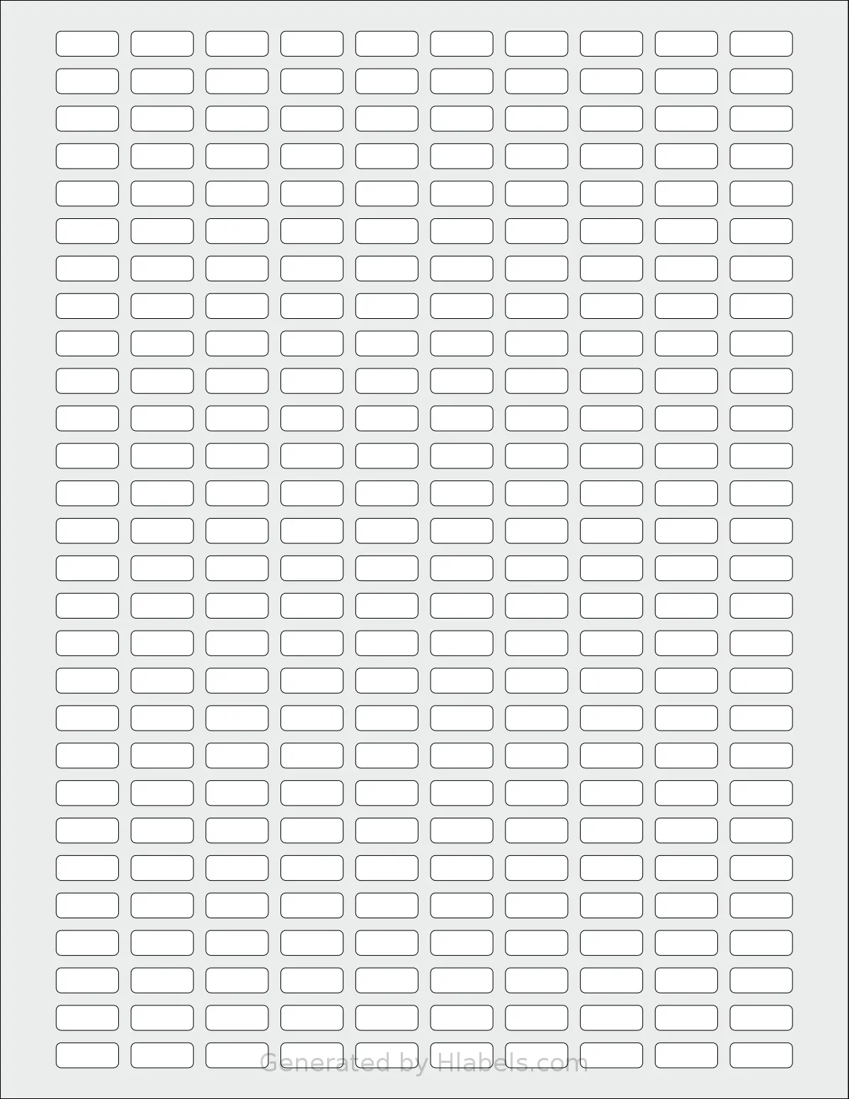 SheetLabels® SL1629 template with 280 rectangular 0.625 x 0.25 inch labels per sheet, on Letter-size adhesive blank label sheets.