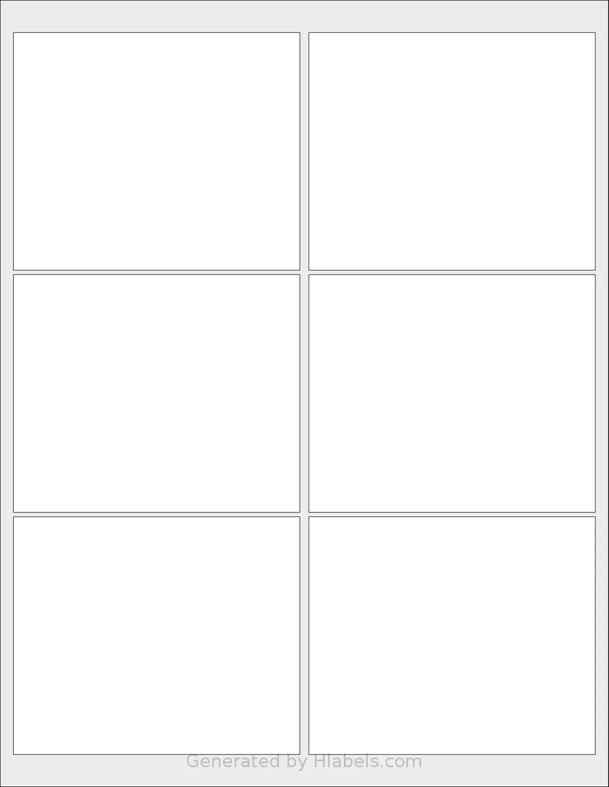 SheetLabels® SL163 template with 6 rectangular 4 x 3.322 inch labels per sheet, on Letter-size adhesive blank label sheets.