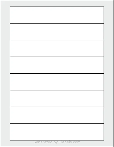 SheetLabels® SL1641 template with 8 rectangular 7 x 1.25 inch labels per sheet, on Letter-size adhesive blank label sheets.
