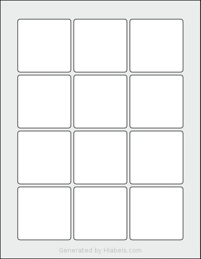 SheetLabels® SL1642 Template SheetLabels® SL1642 template with 12 square 2.25 x 2.25 inch labels per sheet, on Letter-size adhesive blank label sheets.
