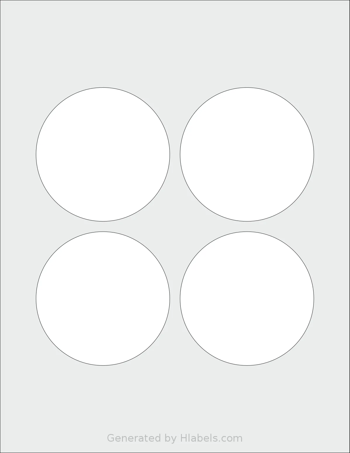 SheetLabels® SL1725 template with 4 circle labels per sheet, each 3.25 inch in diameter, on Letter-size adhesive blank label sheets.