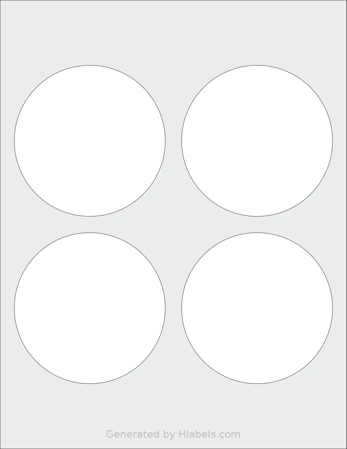 SheetLabels® SL199 template with 4 circle labels per sheet, each 3.7 inch in diameter, on Letter-size adhesive blank label sheets.