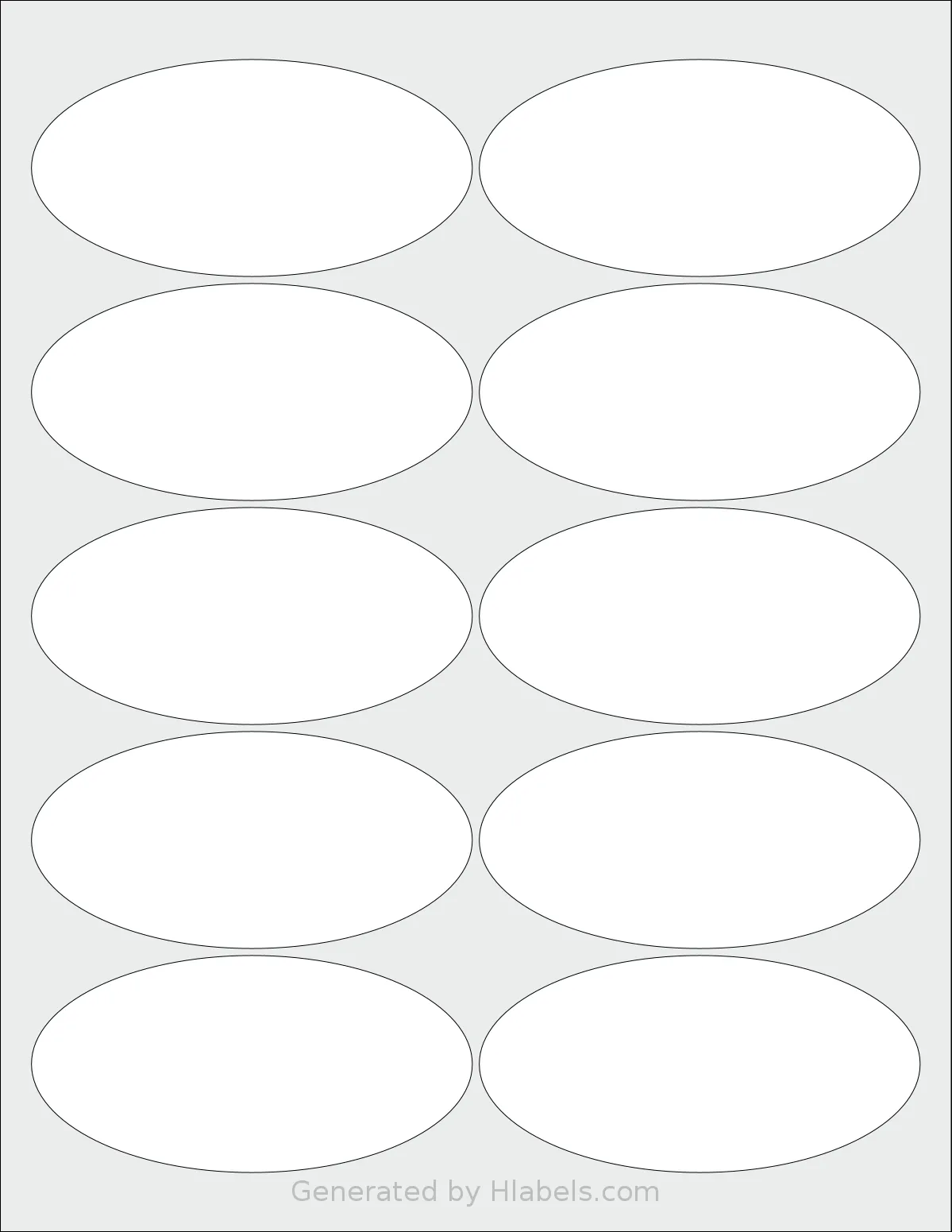 SheetLabels® SL201 template with 10 oval 3.9375 x 1.9375 inch labels per sheet, on Letter-size adhesive blank label sheets.
