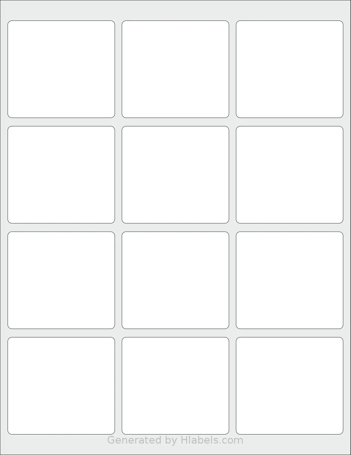 SheetLabels® SL293 template with 12 rectangular 2.593 x 2.347 inch labels per sheet, on Letter-size adhesive blank label sheets.