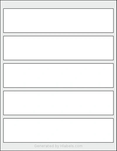 SheetLabels® SL296 template with 5 rectangular 8 x 1.75 inch labels per sheet, on Letter-size adhesive blank label sheets.