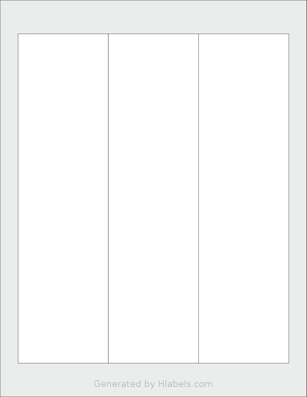SheetLabels® SL308 template with 3 rectangular 2.5 x 9.125 inch labels per sheet, on Letter-size adhesive blank label sheets.