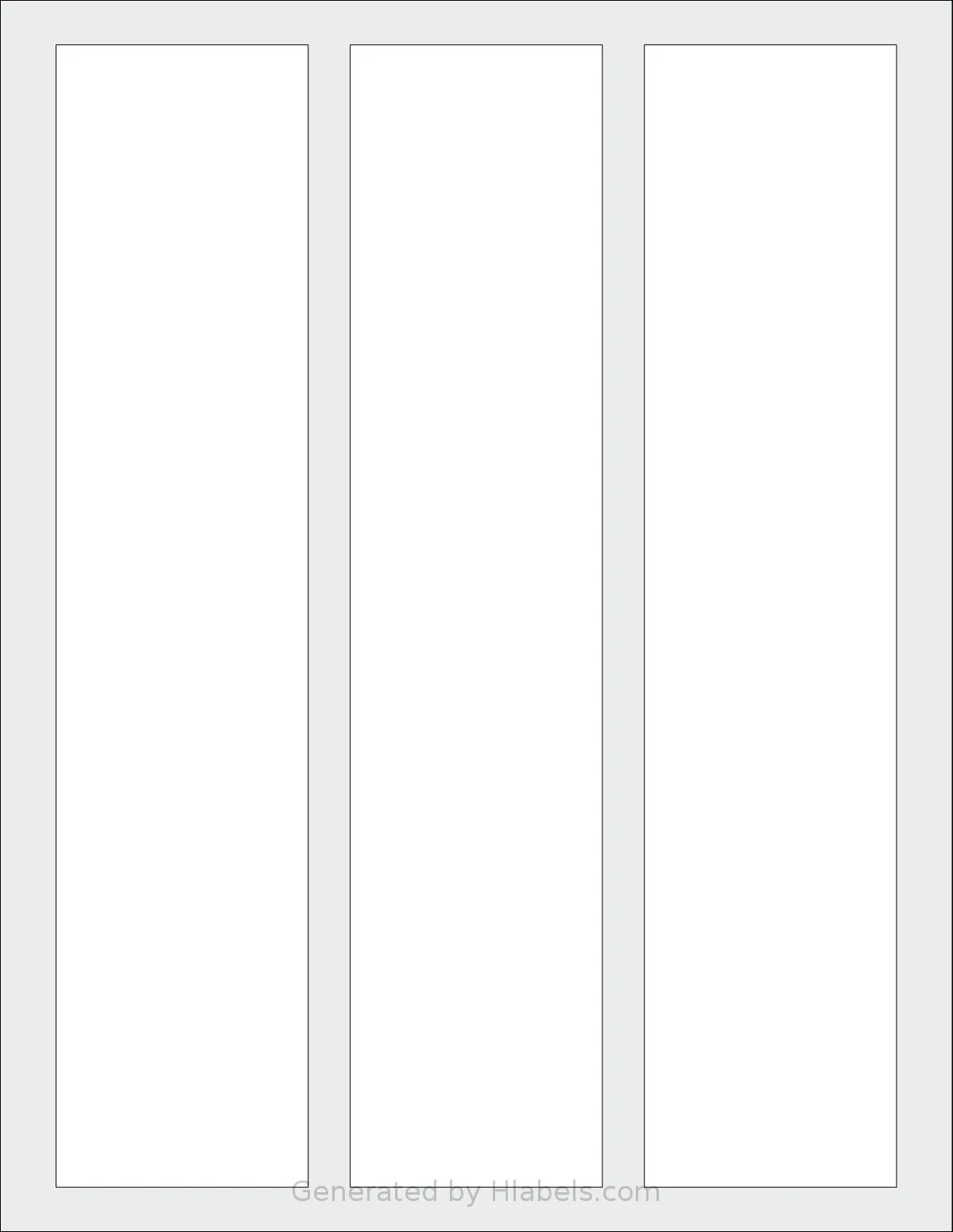 SheetLabels® SL320 template with 3 rectangular 2.25 x 10.2 inch labels per sheet, on Letter-size adhesive blank label sheets.