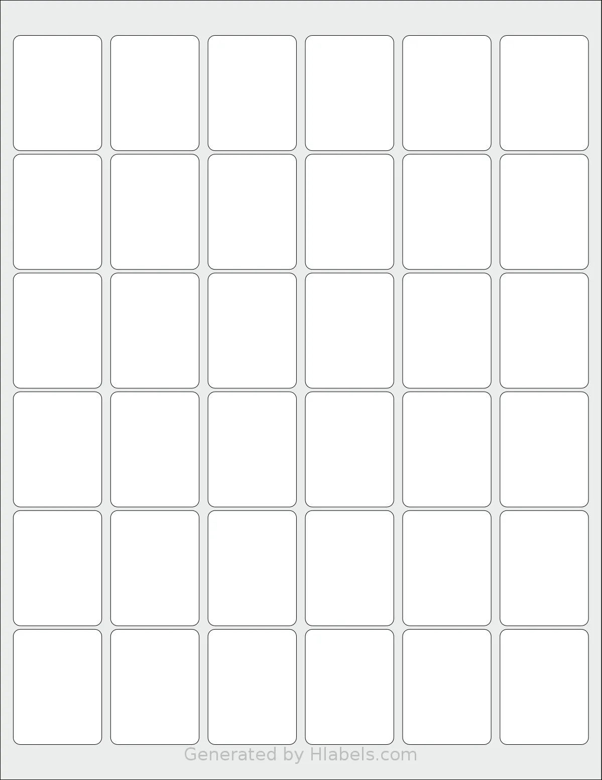 SheetLabels® SL350 template with 36 rectangular 1.25 x 1.625 inch labels per sheet, on Letter-size adhesive blank label sheets.