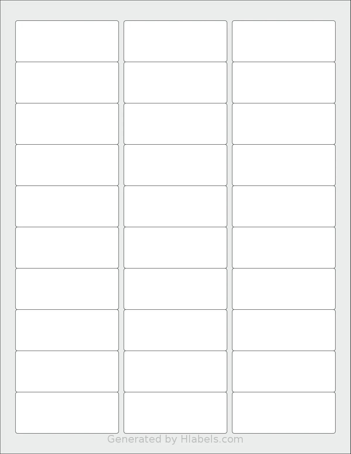 SheetLabels® SL402 template with 30 rectangular 2.5 x 1 inch labels per sheet, on Letter-size adhesive blank label sheets.