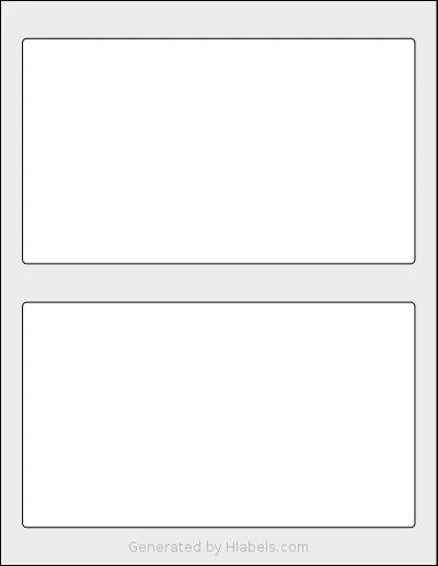 SheetLabels® SL505 template with 2 rectangular 7.625 x 4.375 inch labels per sheet, on Letter-size adhesive blank label sheets.