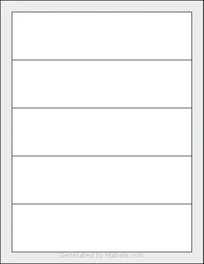 SheetLabels® SL526 template with 5 rectangular 7.5 x 2 inch labels per sheet, on Letter-size adhesive blank label sheets.