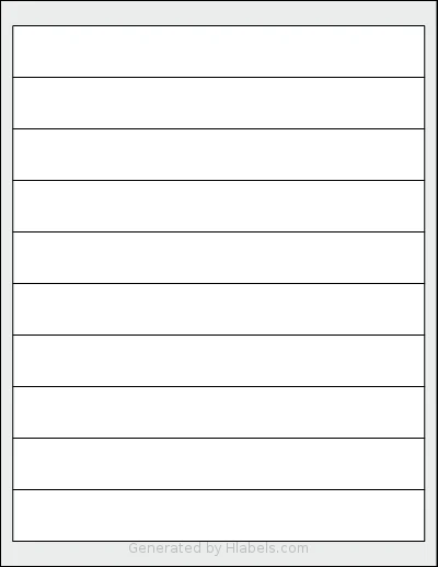 SheetLabels® SL529 template with 10 rectangular 8 x 1 inch labels per sheet, on Letter-size adhesive blank label sheets.