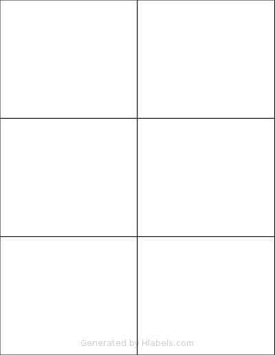 SheetLabels® SL530 template with 6 rectangular 4.25 x 3.666 inch labels per sheet, on Letter-size adhesive blank label sheets.