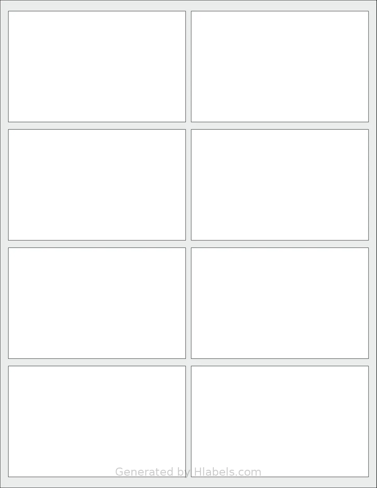 SheetLabels® SL536CP-1 template with 8 rectangular 4 x 2.5 inch labels per sheet, on Letter-size adhesive blank label sheets.