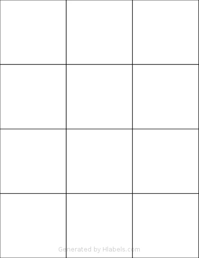 SheetLabels® SL537 template with 12 rectangular 2.833 x 2.75 inch labels per sheet, on Letter-size adhesive blank label sheets.