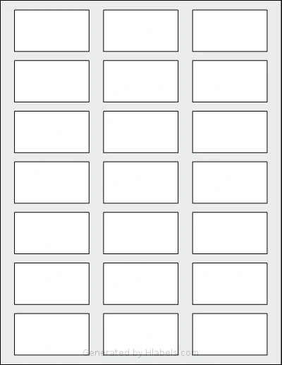 SheetLabels® SL538 template with 21 rectangular 2.25 x 1.25 inch labels per sheet, on Letter-size adhesive blank label sheets.