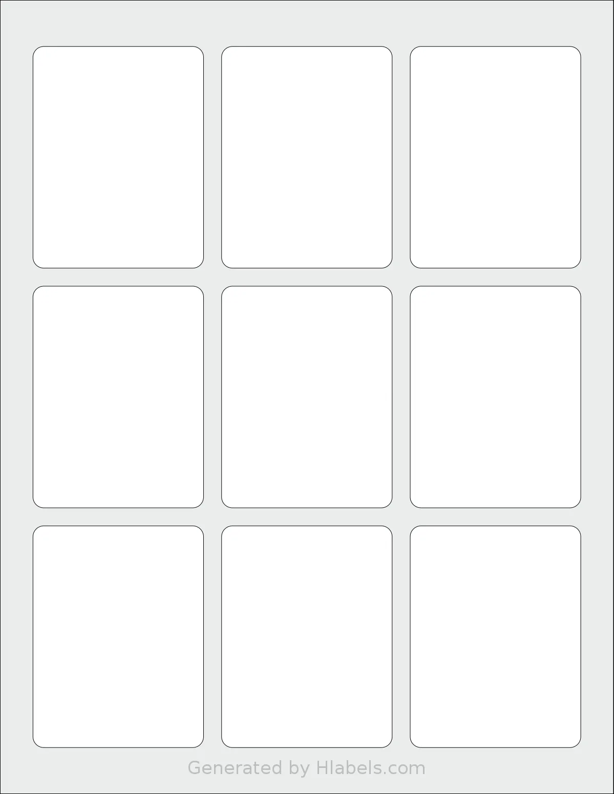 SheetLabels® SL539 template with 9 rectangular 2.3622 x 3.0709 inch labels per sheet, on Letter-size adhesive blank label sheets.