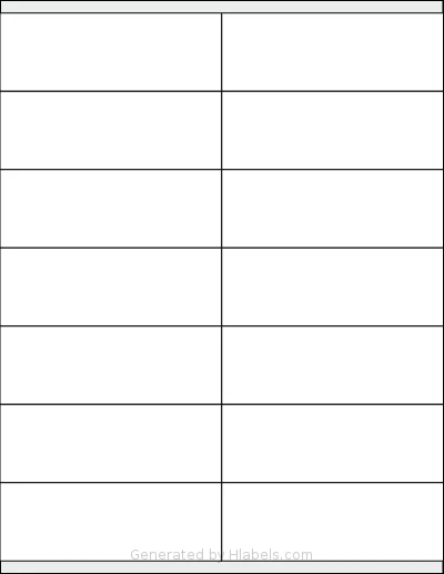 SheetLabels® SL543 template with 14 rectangular 4.25 x 1.5 inch labels per sheet, on Letter-size adhesive blank label sheets.